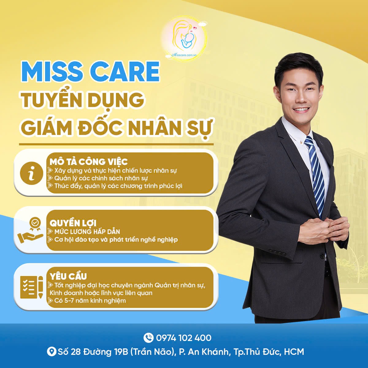 MISS CARE TUYỂN DỤNG GIÁM ĐỐC NHÂN SỰ