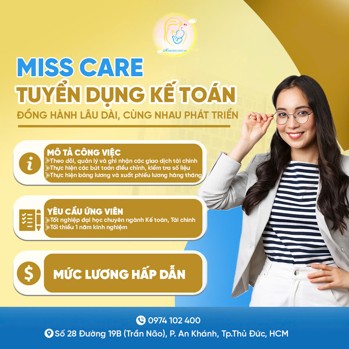 [MISS CARE] TUYỂN DỤNG KẾ TOÁN – ĐỒNG HÀNH LÂU DÀI, CÙNG NHAU PHÁT TRIỂN